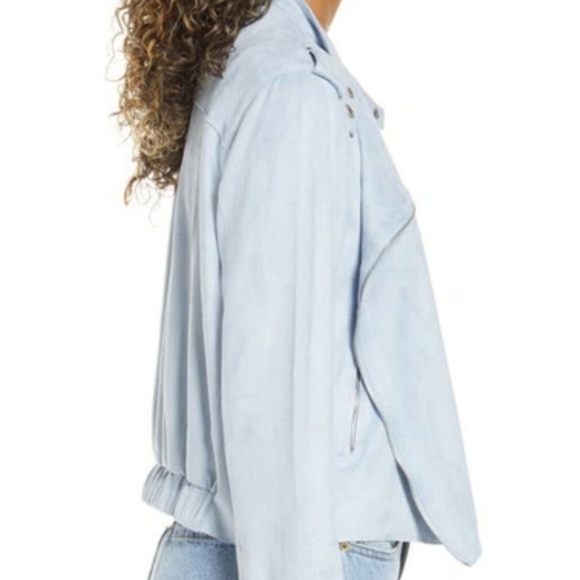 Blank NYC faux leather moto jacket in sand dune, vegan suede. LARGE - Picture 10 of 12